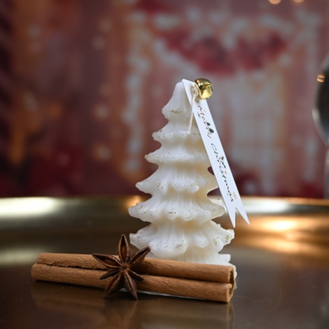 Biała choinka świeca wolnostojąca