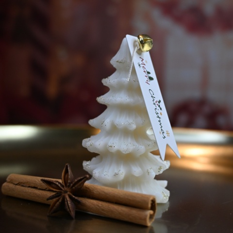 Biała choinka świeca wolnostojąca