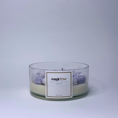 Bukiet świeca sojowa duża fioletowa