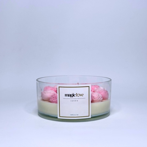 Bukiet świeca sojowa duża różowa