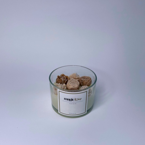 Bukiet świeca sojowa mała beżowa