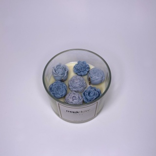 Bukiet świeca sojowa mała niebieska