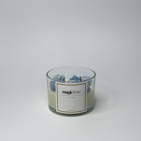 Bukiet świeca sojowa mała niebieska