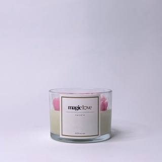 Bukiet świeca sojowa mała różowa