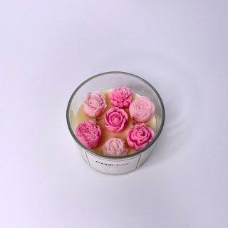 Bukiet świeca sojowa mała różowa