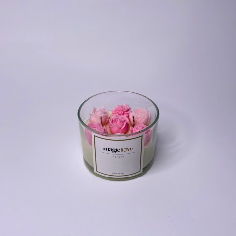 Bukiet świeca sojowa mała różowa