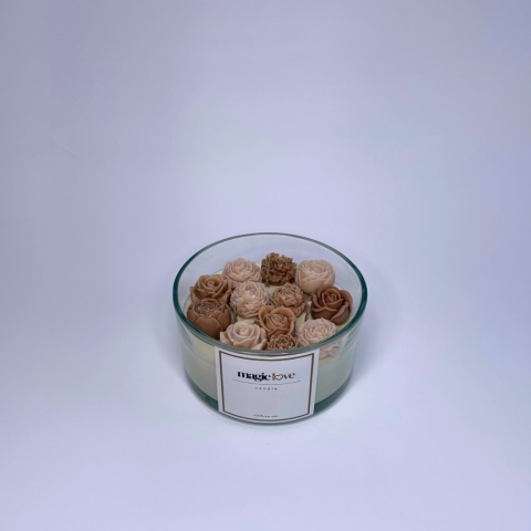 Bukiet świeca sojowa średnia beżowa