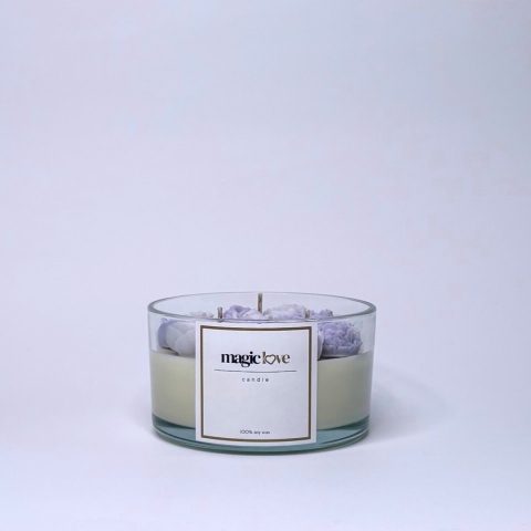 Bukiet świeca sojowa średnia fioletowa