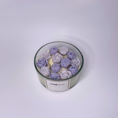 Bukiet świeca sojowa średnia fioletowa