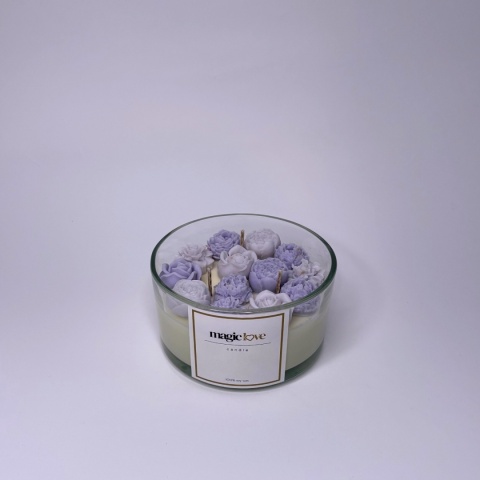 Bukiet świeca sojowa średnia fioletowa