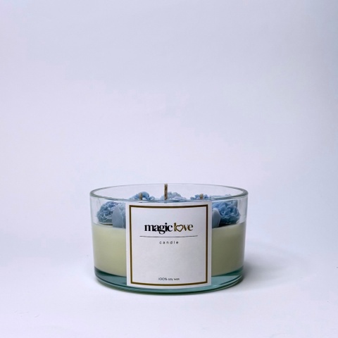 Bukiet świeca sojowa średnia niebieska