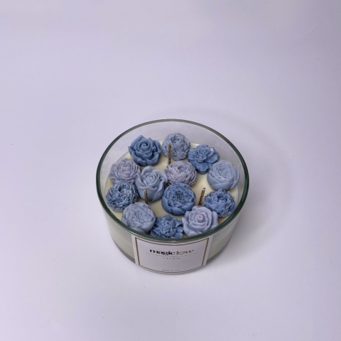 Bukiet świeca sojowa średnia niebieska