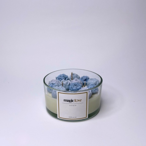 Bukiet świeca sojowa średnia niebieska