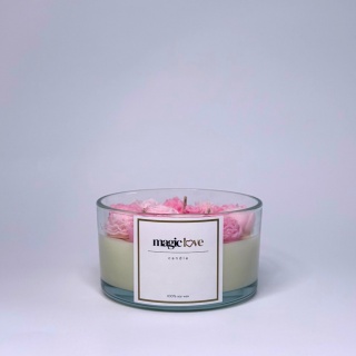 Bukiet świeca sojowa średnia różowa