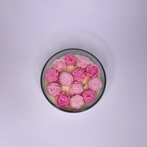 Bukiet świeca sojowa średnia różowa