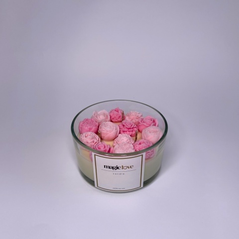 Bukiet świeca sojowa średnia różowa