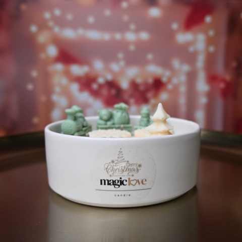 Świeca sojowa Świąteczna lokomotywa zielona