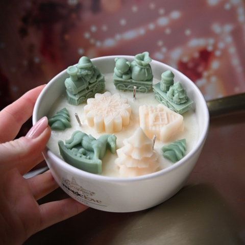 Świeca sojowa Świąteczna lokomotywa zielona