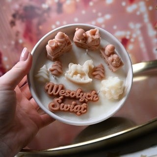 Świeca sojowa Świąteczna lokomotywa beżowa