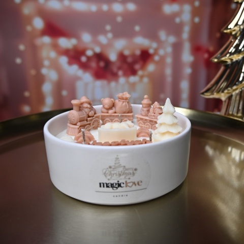 Świeca sojowa Świąteczna lokomotywa beżowa