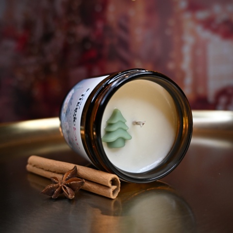 Świeca sojowa Świąteczna w bursztynowym szkle