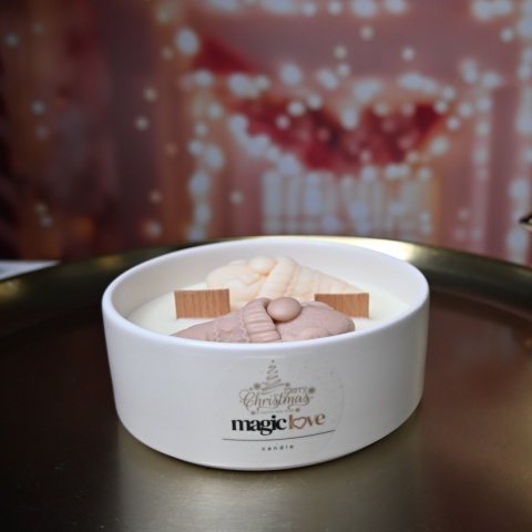 Świeca sojowa Świąteczne gnomy beżowe