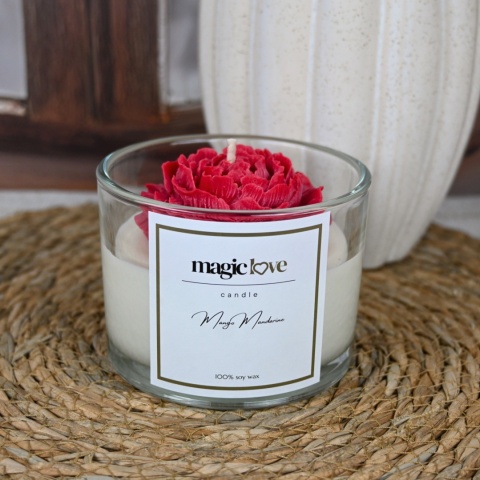 Świeca sojowa duża czerwona piwonia