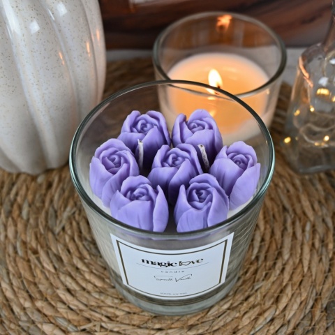 Świeca sojowa duże tulipany fioletowe
