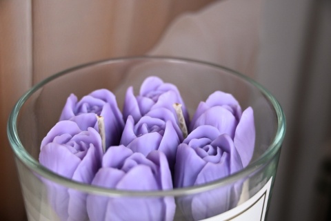 Świeca sojowa duże tulipany fioletowe