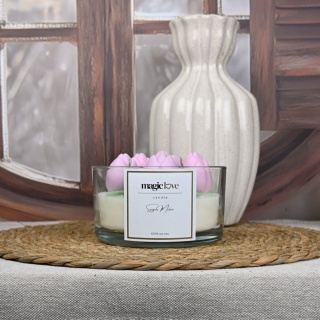 Świeca sojowa duży bukiet różowych tulipanów