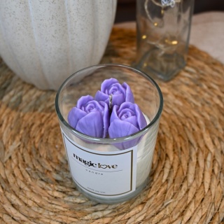 Świeca sojowa małe tulipany fioletowe