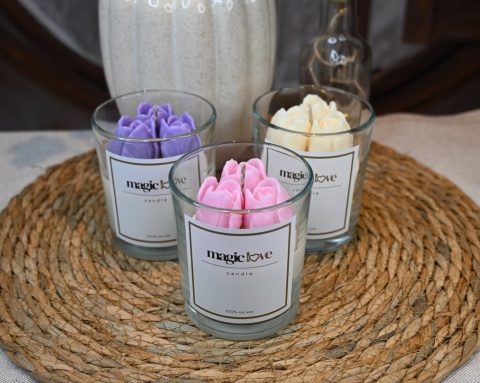 Świeca sojowa małe tulipany różowe