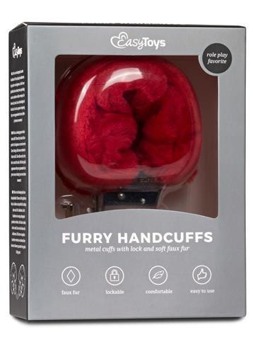 Kajdanki-furry handcuffs - red Easytoys