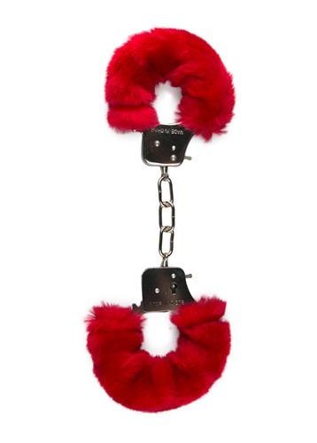 Kajdanki-furry handcuffs - red Easytoys