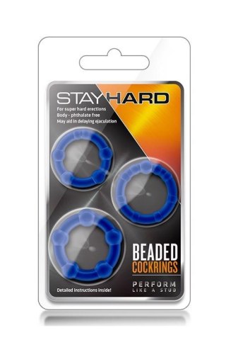 Zestaw-STAY HARD BEADED COCKRINGS BLUE Blush