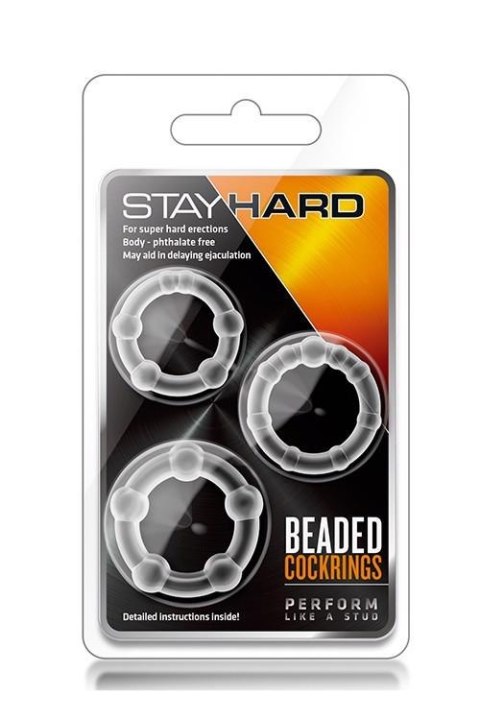 Zestaw-STAY HARD BEADED COCKRINGS CLEAR Blush