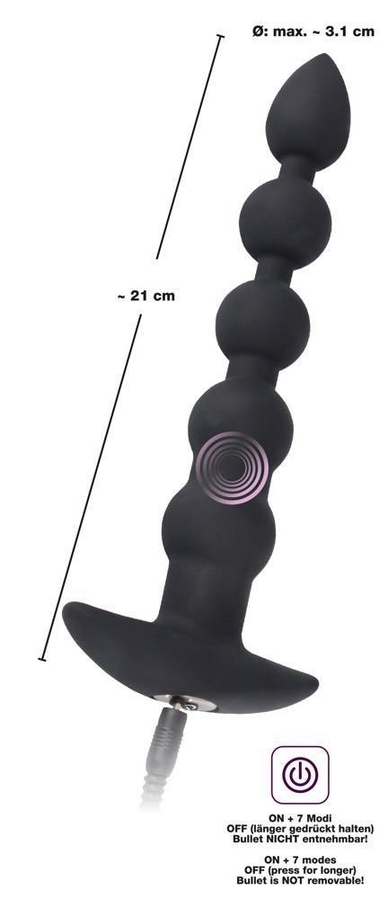 Wibrujące koraliki kulki analne sonda 7trybów 21cm Black Velvets