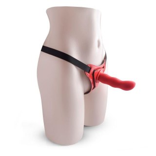 Czerwone kuszące dildo ze strap-on na szelkach Toyz4lovers