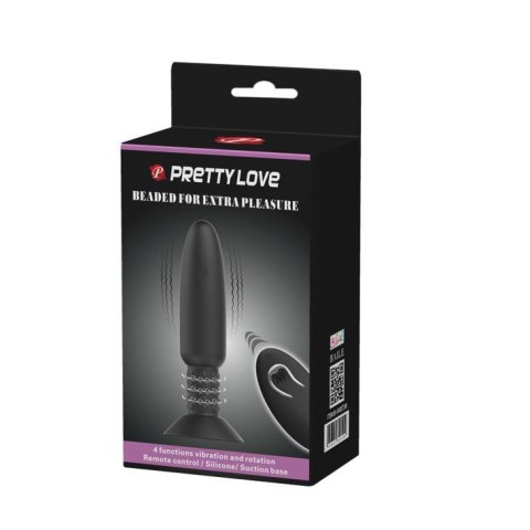 Korek analny z wibracjami rotacją przyssawka 14cm Pretty Love