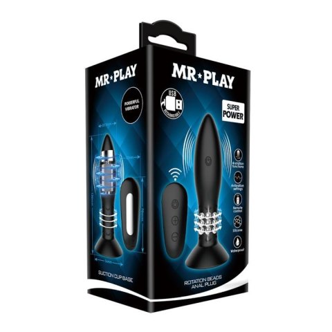 Korek analny z rotacją wibracją plotem 13cm 4tryby Mr. Play