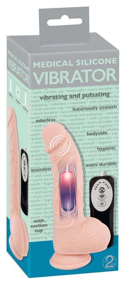 Wibrator jak penis pulsujący przyssawka 20cm 8tryb Medical Silicone