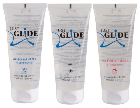 Zestaw lubrykant analny wodny truskawkowy 3x200ml Just Glide