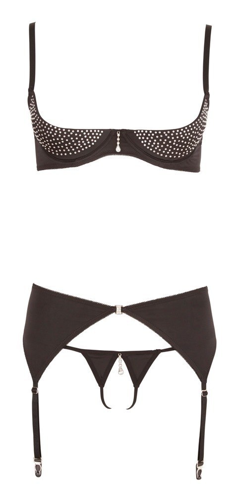 Rhinestone Shelf Bra Set 80B/M Abierta Fina