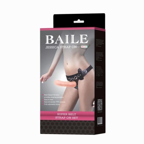 Realistyczny penis na pasach wibrator strapon 19cm BAILE