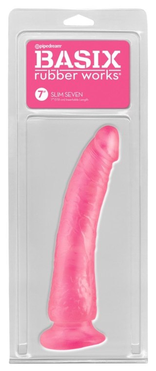 Różowe silikonowe żylaste dildo przyssawka 17,5cm Basix Rubber Works