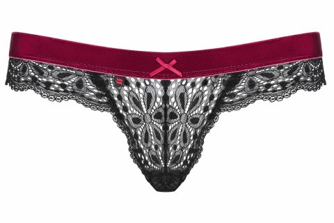 Koronkowe stringi majtki czarne bordo rossita l/xl Obsessive