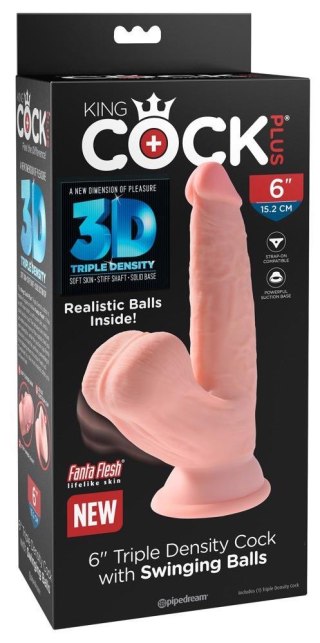 Realistyczne żylaste dildo z wielkimi jądrami 15cm King Cock Plus