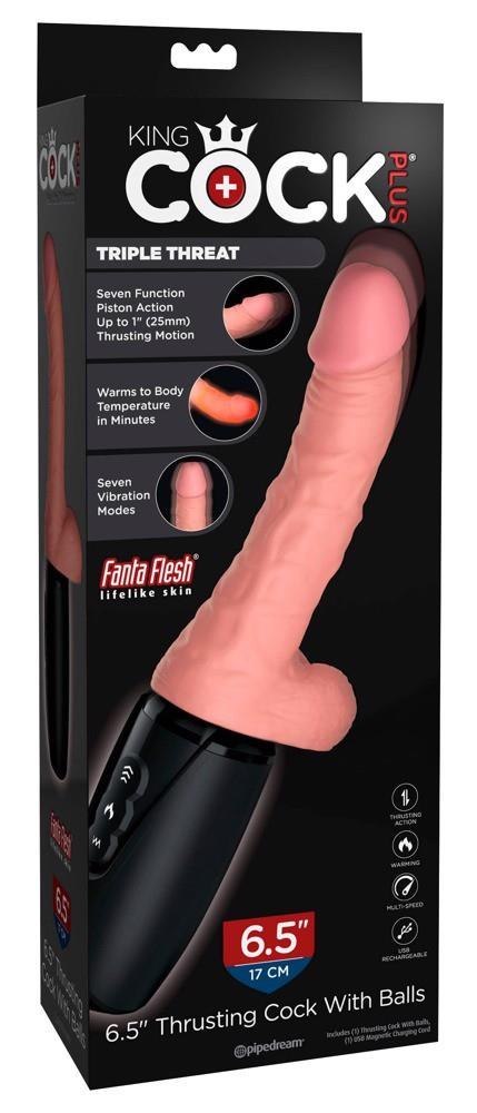 Wibrator Grzejący KCP 6.5 Thrusting Cock with Ba King Cock Plus