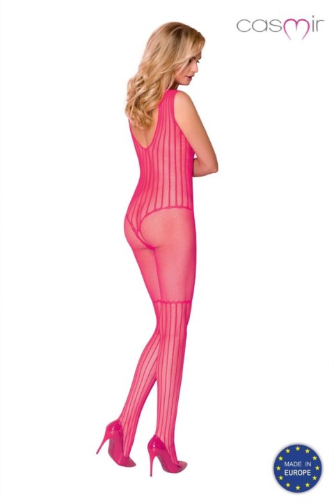 Zmysłowy bodystocking dziurka w kroku dekolt róż Casmir