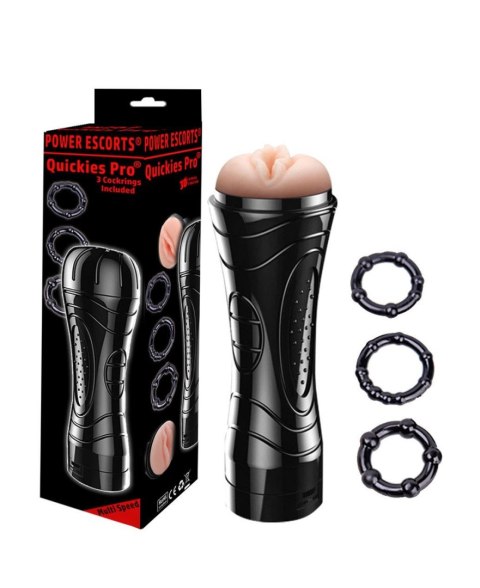 Quickes Pro - Vibrating masturbator + 3 pack cockring Power Escorts